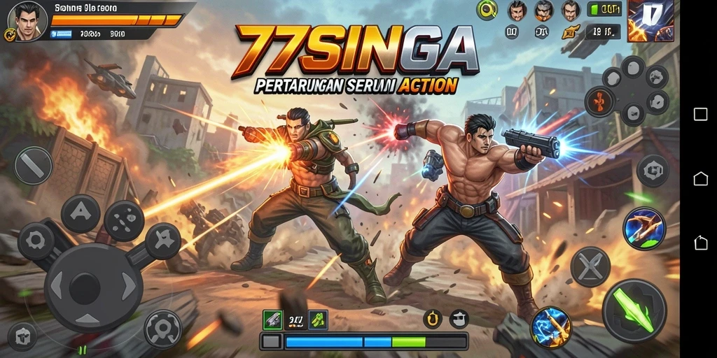 Tampilan gameplay Action yang intens di 77SINGA.