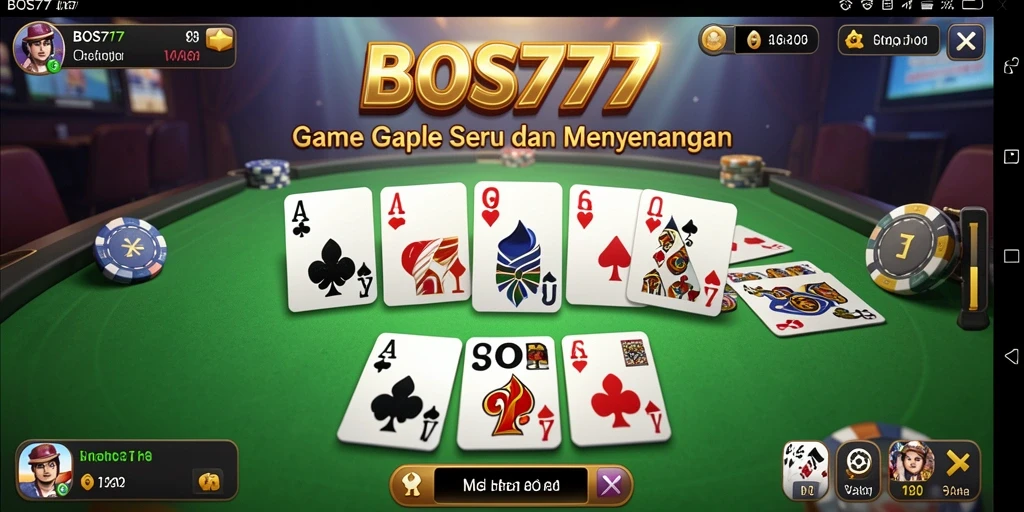 Tampilan dalam game BOS777 menampilkan serunya permainan Gaple.