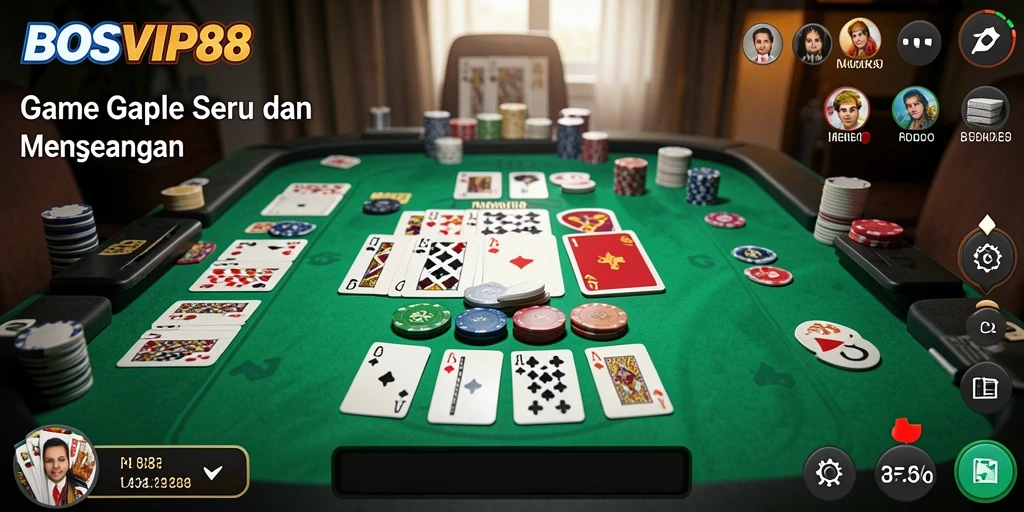 Tampilan seru gameplay Gaple di BOSVIP88.