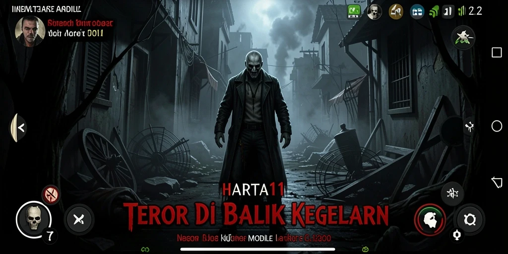 Screenshot menampilkan suasana mencekam di dalam game HARTA11.