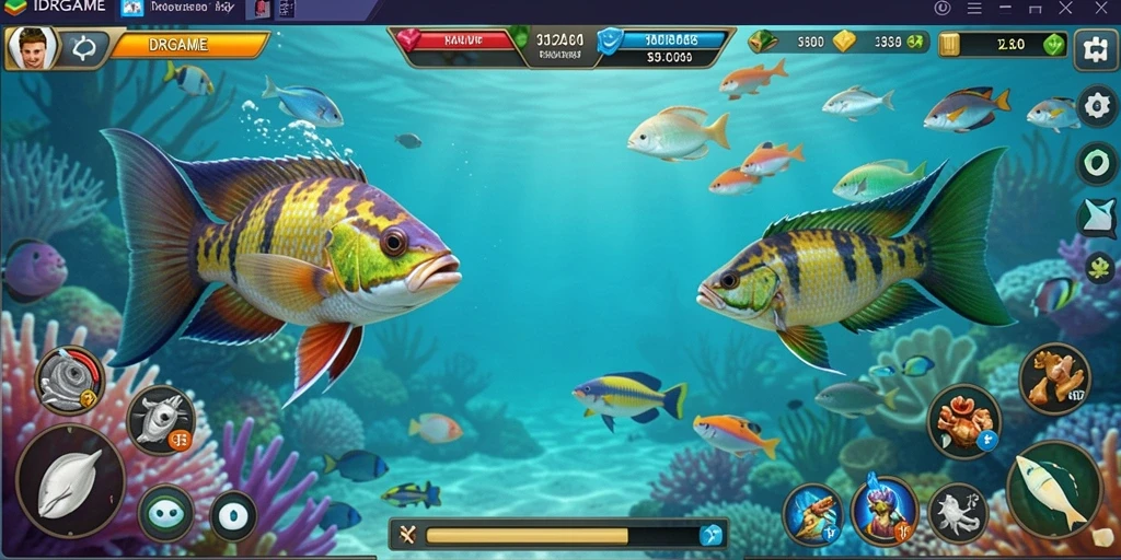Screenshot gameplay IDRGAME menampilkan aksi seru menembak ikan.