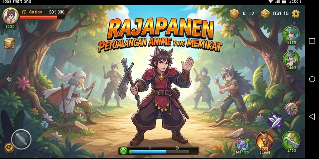 Screenshot utama RAJAPANEN menampilkan karakter anime dalam aksi seru.