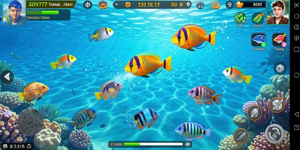 Screenshot gameplay SOV777 menampilkan aksi berburu ikan yang seru.