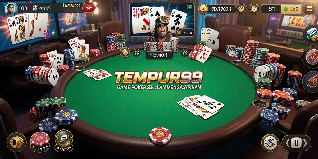 Tampilan gameplay Poker di TEMPUR99 yang seru dan interaktif.